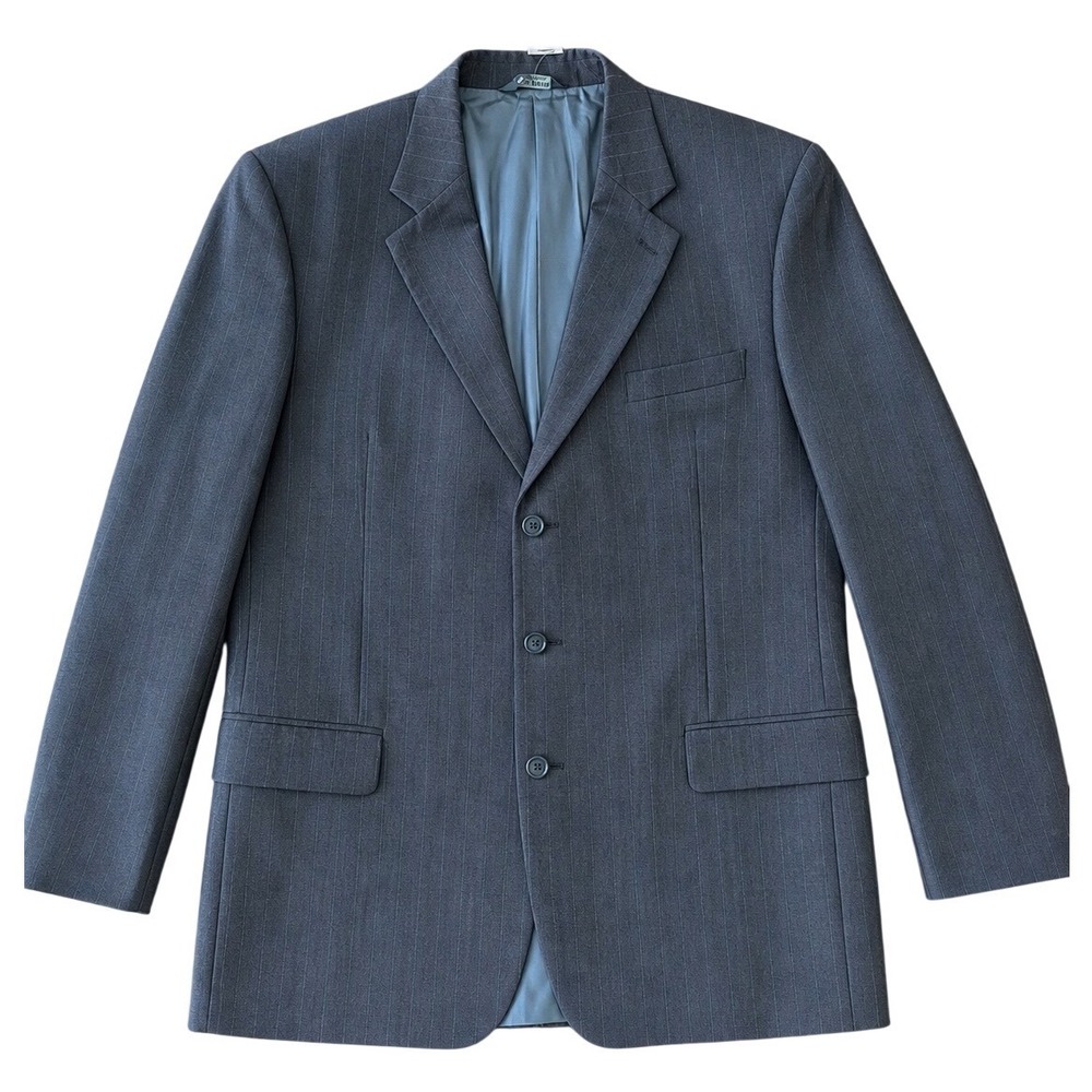 Jos A Bank Estateblazer 44L Gray Windowpane 100% Wool Blazer Sport Coat Mens
